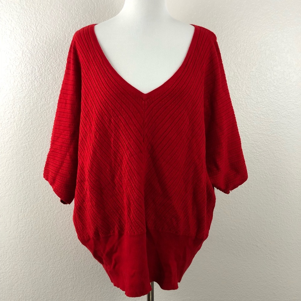 Lane Bryant Red Vneck Knit TopPlus size 22 / 24